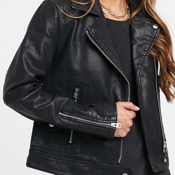 Topshop Jackets & Blazers - Topshop leather Vegan Leather Biker Jacket